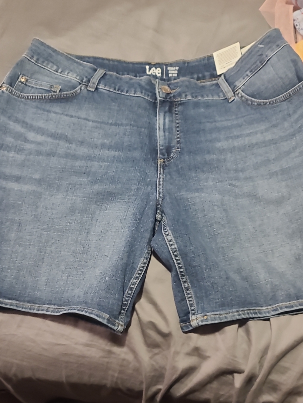 Lee Mid Wash Denim Shorts in Blue